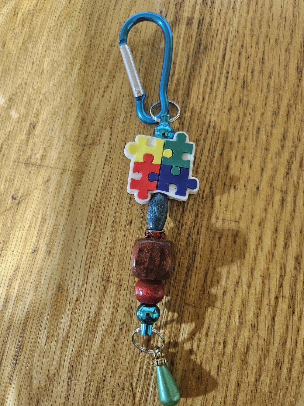 2/15$ Autism Puzzle Keychain Charm - Multicolor